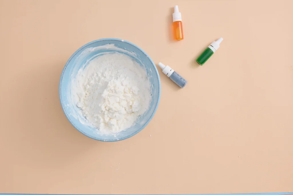 conditioner and corn starch in a bowl