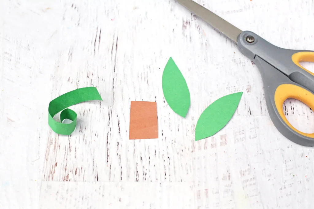 leaves and a stem cut out of construction paper