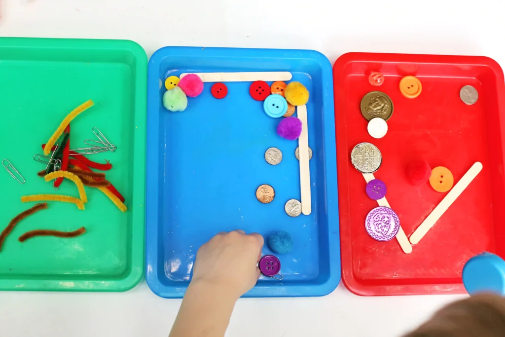 a Magnetic Sorting STEM Activity where a kid uses a magnet to determine what is magnetic and what isn't