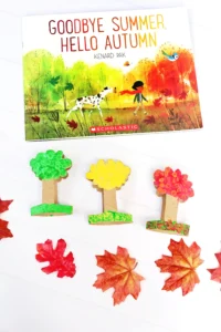 Goodbye Summer, Hello Autumn Toilet Paper Roll Trees that are painted to look like autumn trees