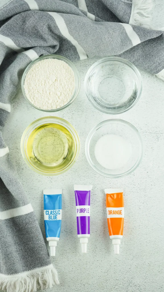 ingredients for the homemade playdough recipe