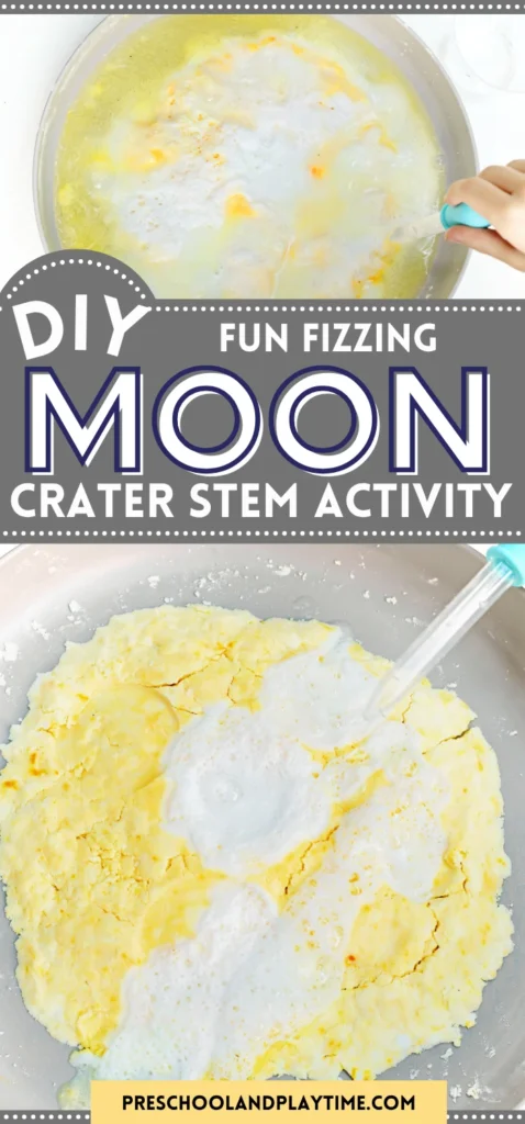 a kid using a dropper to drop vinegar on a baking soda moon