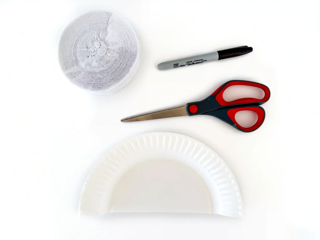 a paper plate cut in half