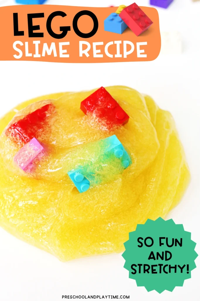LEGO slime that is yellow slime with colorful legos mixed in