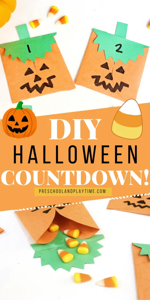 construction paper jack-o-lantern bags with treats inside