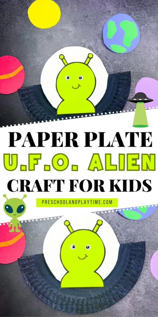a U.F.O. Alien Craft made out of a paper plate with an alien inside