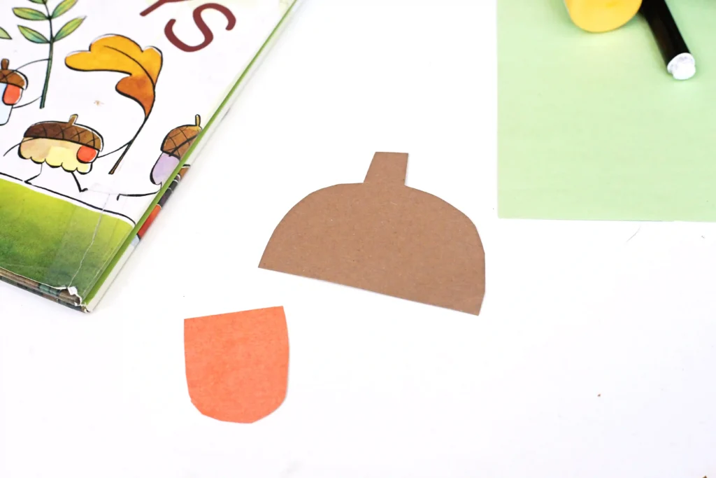 an acorn cap and nose cut out of construction paper