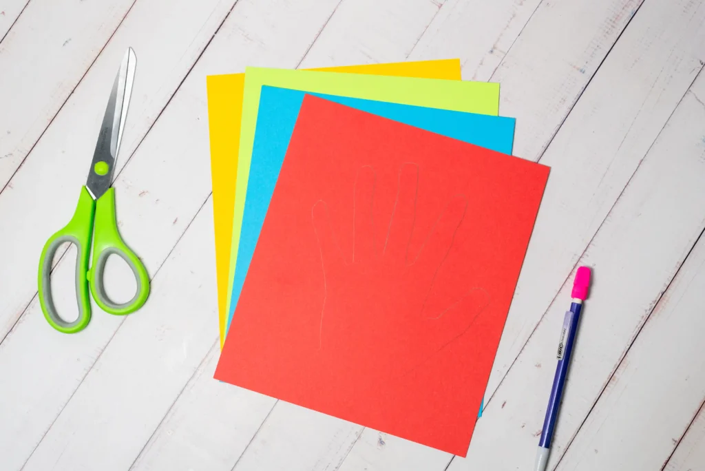 handprints traced on colored paper