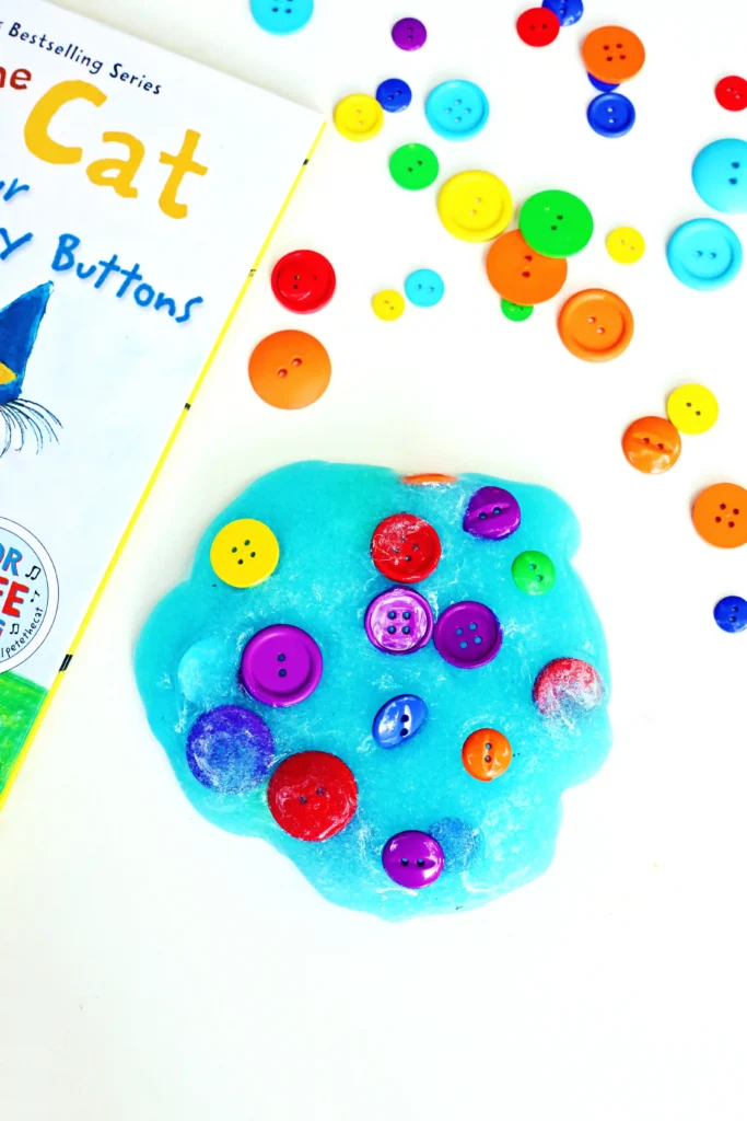blue Pete the Cat Slime with buttons