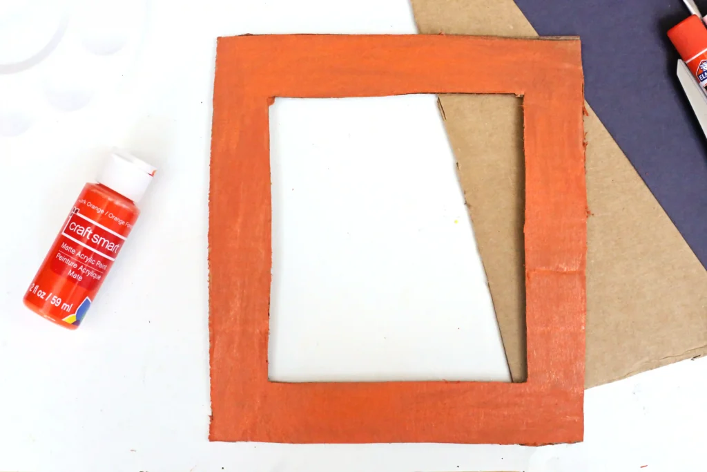 cardboard frame painted orange