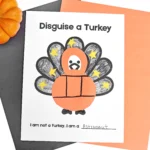 a Disguise A Turkey Astronaut Craft of a turkey with construction paper glued on to look like an astronaut