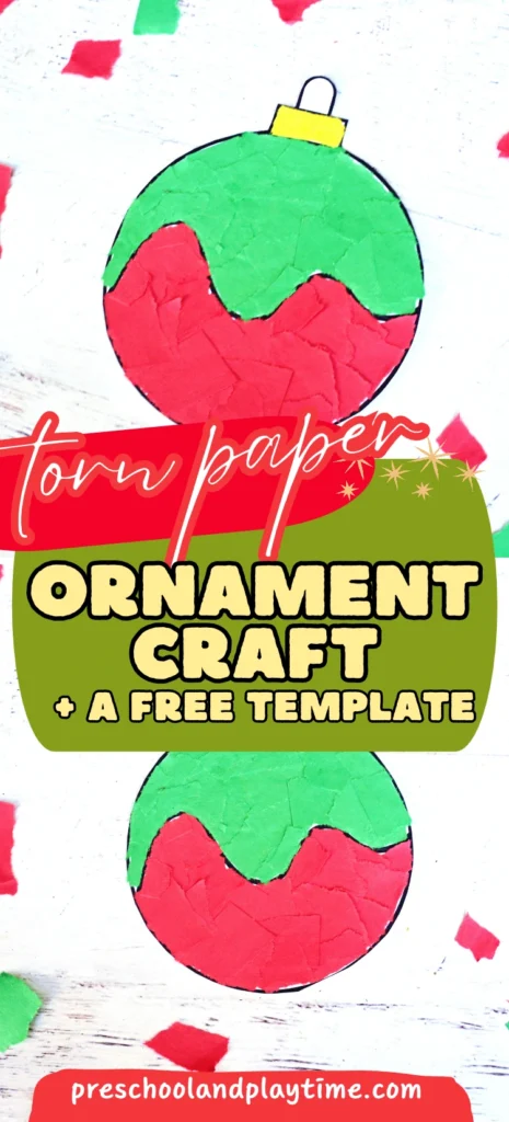 a print out of an ornament with torn construction paper on it