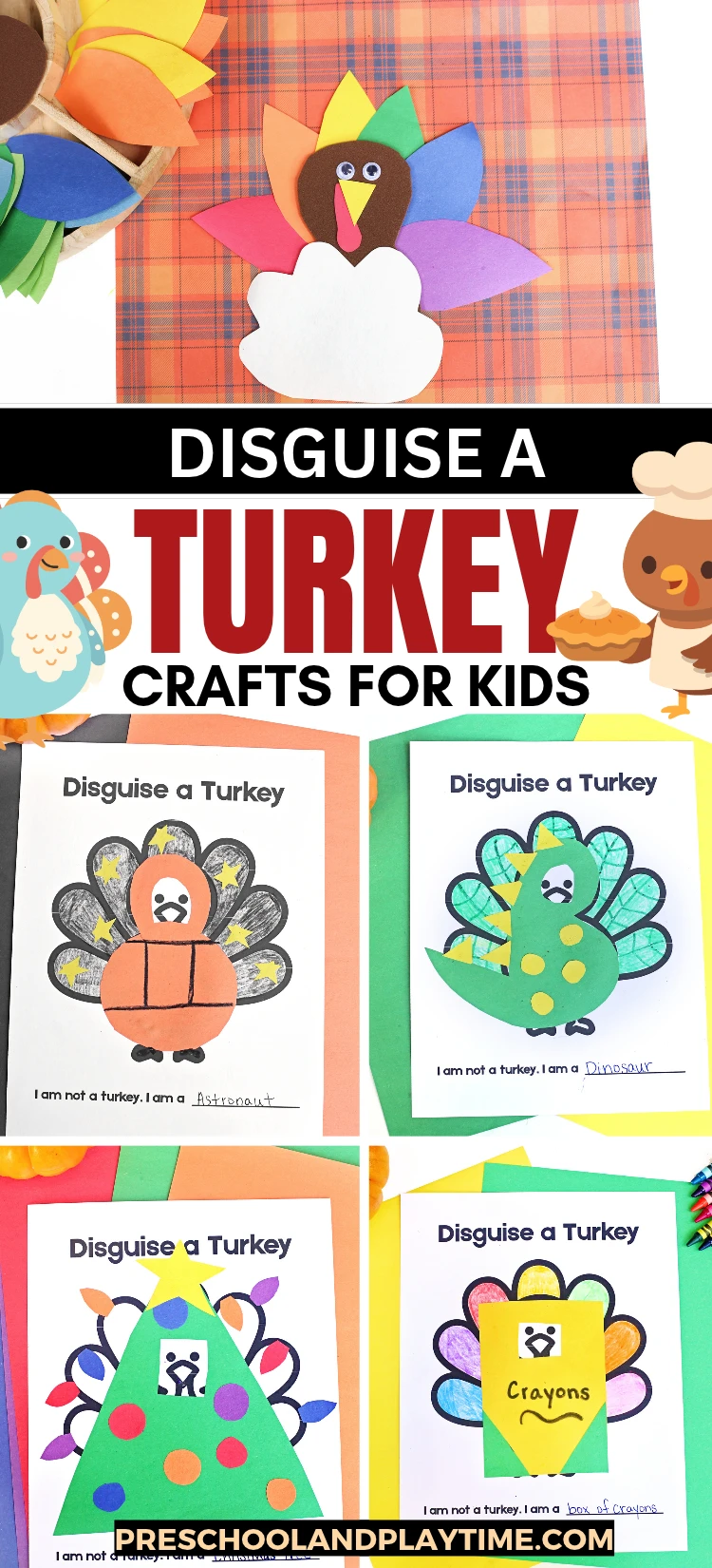 a collage of Disguise A Turkey Crafts