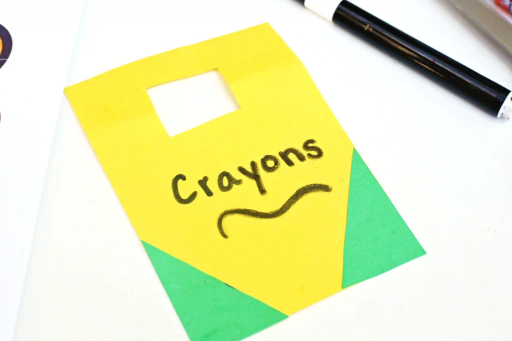 a box of crayons made out of construction paper