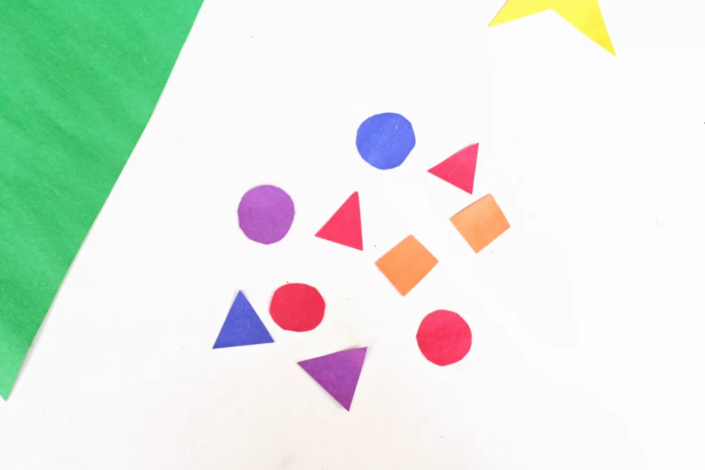 Learn 5 Basic Shapes Basic Shapes Christmas Tree Craft - preschoolandplaytime.com