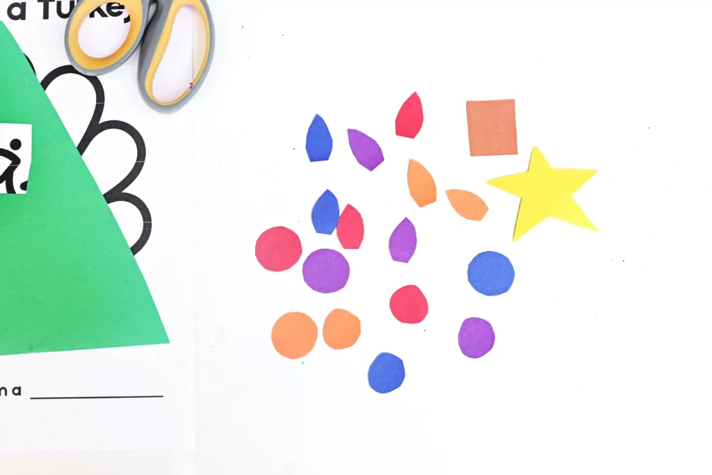 shapes cut out of colored construction paper