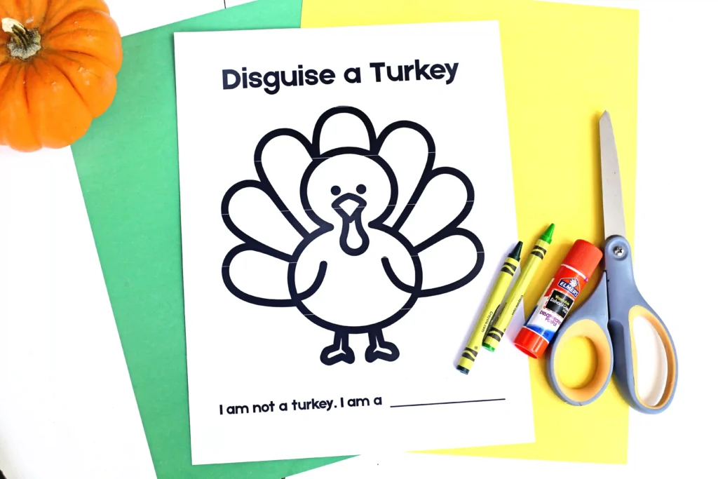 supplies for the disguise a turkey dinosaur craft