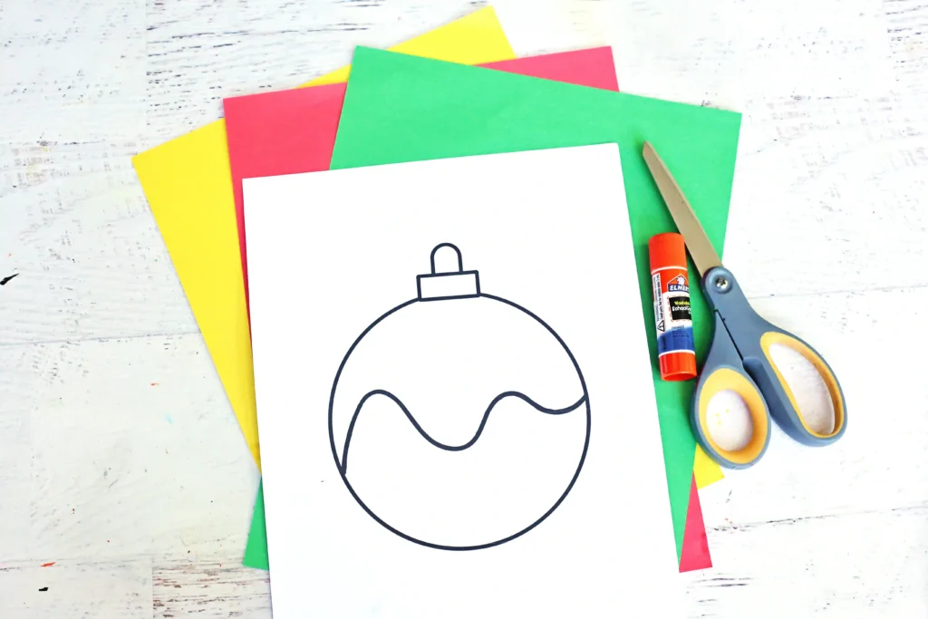 supplies for this torn paper ornament craft