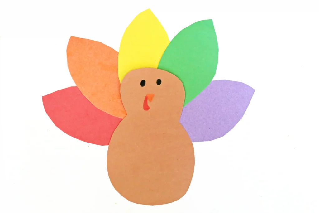 a turkey made out of colored construction paper