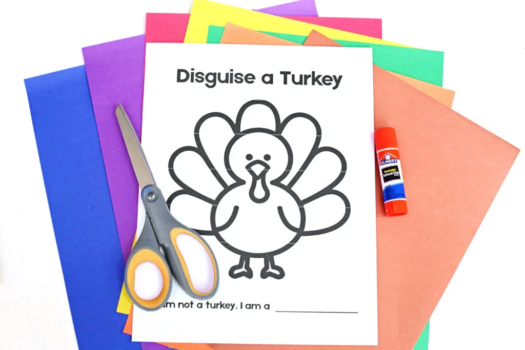 supplies for the Disguise A Turkey Christmas Tree Craft