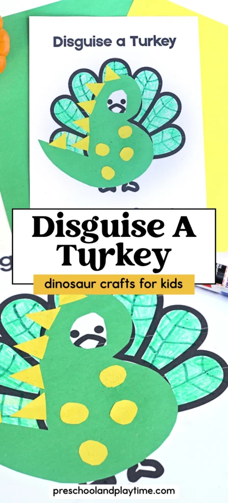 a printout of a turkey decorated to look like a dinosuar